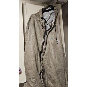 FROG TOGGS MEN'S HOODED RAIN JACKET BEIGE SMALL USED POLYPROPYLENE